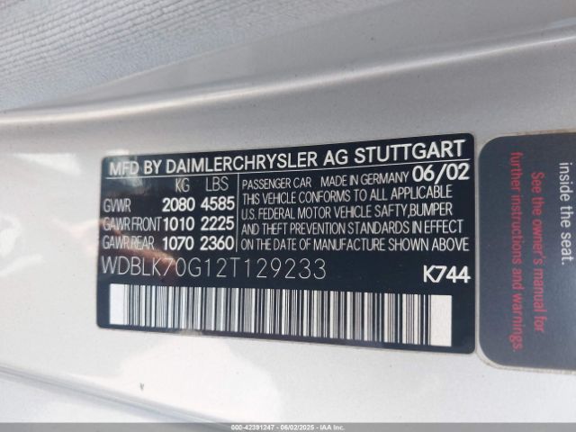 2002 MERCEDES-BENZ CLK 430 WDBLK70G12T129233 Photo 8