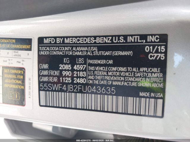 2015 MERCEDES-BENZ C 300 55SWF4JB2FU043635 Photo 8
