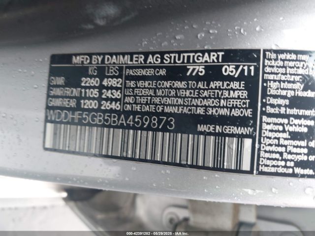 2011 MERCEDES-BENZ E 350 WDDHF5GB5BA459873 Photo 8