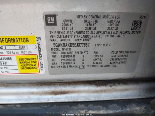 5GAKRAKD5EJ377852 Buick Enclave Convenience