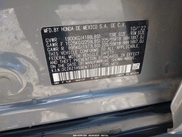 3CZRZ1H59PM713354 Honda k20z5