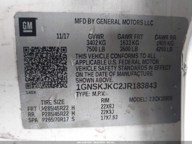 2018 CHEVROLET SUBURBAN 1GNSKJKC2JR183843 Photo 8