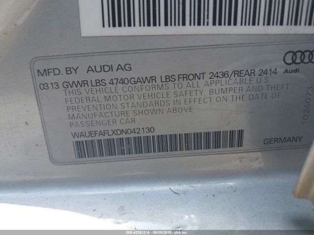 2013 AUDI A4 WAUEFAFLXDN042130 Photo 8