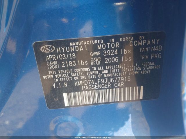 2018 HYUNDAI ELANTRA KMHD74LF9JU677915 Photo 8