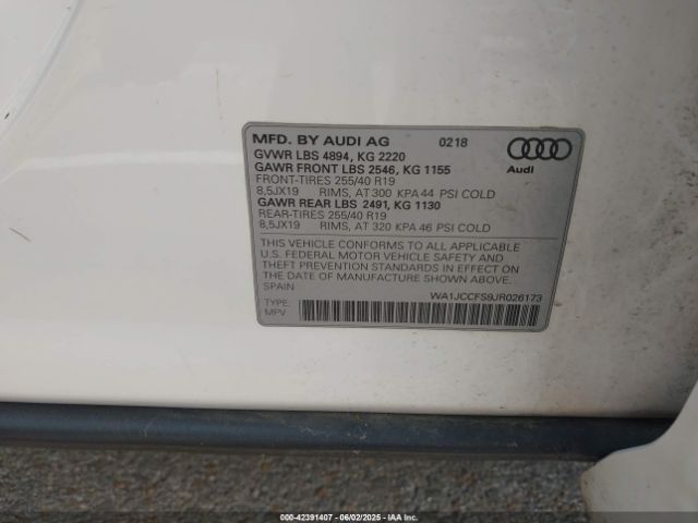 2018 AUDI Q3 WA1JCCFS9JR026173 Photo 8