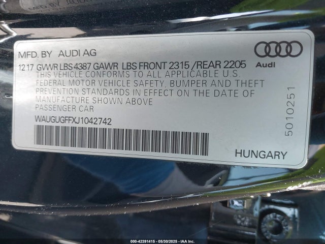 Audi A3 2018 WAUGUGFFXJ1042742 Image 9