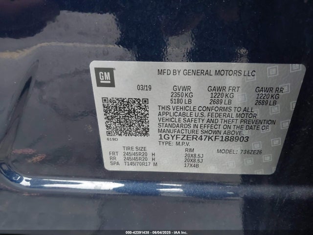 1GYFZER47KF188903 Cadillac lsy - sidi, vvt, alum, var 3