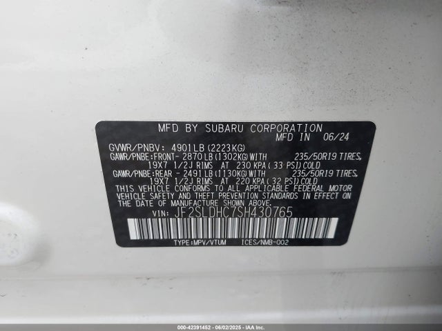 JF2SLDHC7SH430765 Subaru na