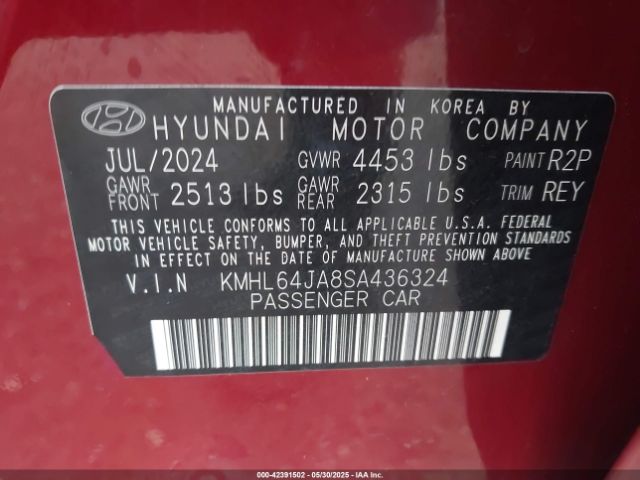 KMHL64JA8SA436324 Hyundai SONATA SEL