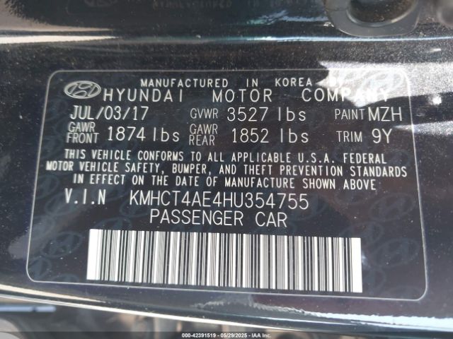 KMHCT4AE4HU354755 Hyundai ACCENT SE