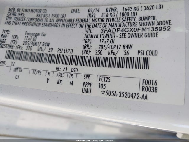 Ford 2015 2015 3FADP4GX0FM135952 Image 9