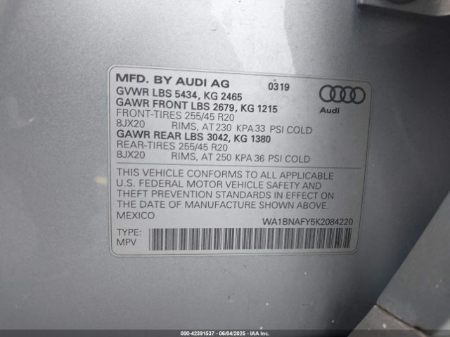 2019 AUDI Q5 WA1BNAFY5K2084220 Photo 8