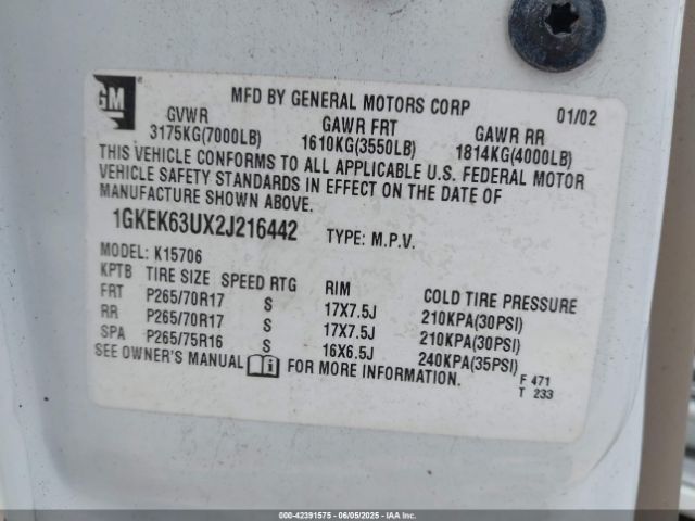 2002 GMC YUKON 1GKEK63UX2J216442 Photo 8