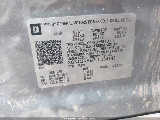 Chevrolet luv - mfi, variable valve timing, e85 max, alum 2020 3GNCJKSB7LL154143 Image 9