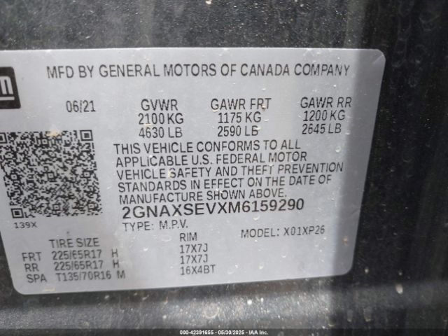 2021 CHEVROLET EQUINOX 2GNAXSEVXM6159290 Photo 8