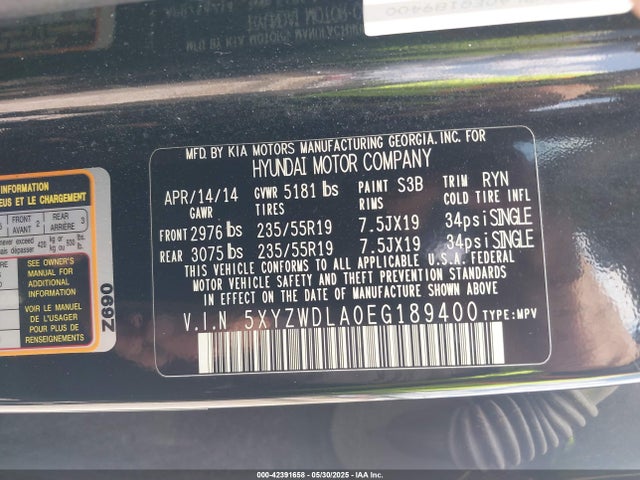 5XYZWDLA0EG189400 Hyundai t-gdi theta