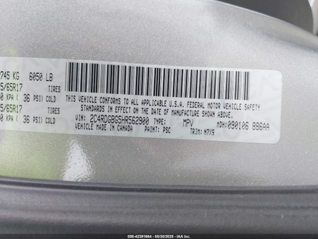 2C4RDGBG5HR562900 Dodge Grand Caravan Se Plus