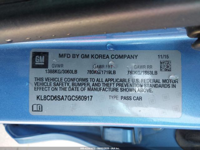 2016 CHEVROLET SPARK KL8CD6SA7GC560917 Photo 8