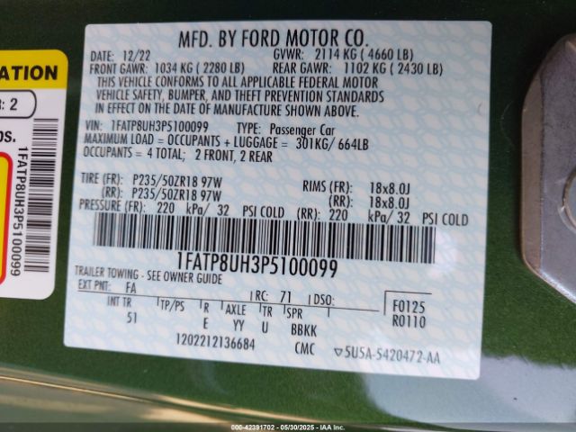 2023 FORD MUSTANG 1FATP8UH3P5100099 Photo 8