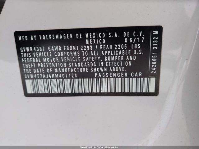 3VW4T7AJ4HM407124 Volkswagen 2.0 tsi