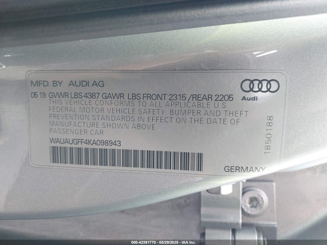 Audi A3 2019 WAUAUGFF4KA098943 Image 9