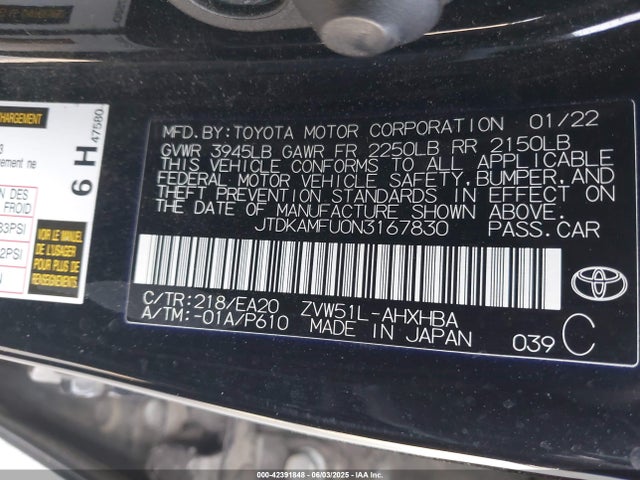 JTDKAMFU0N3167830 Toyota Prius Nightshade Edition