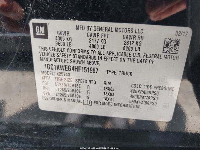 2017 CHEVROLET SILVERADO 2500HD 1GC1KWEG4HF151987 Photo 8