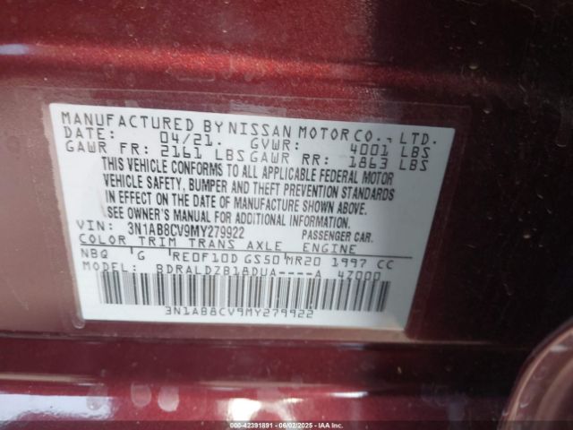 3N1AB8CV9MY279922 Nissan 2021