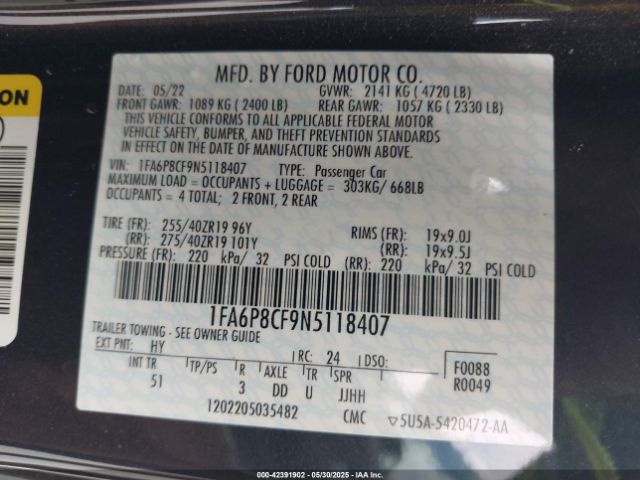 2022 FORD MUSTANG 1FA6P8CF9N5118407 Photo 8
