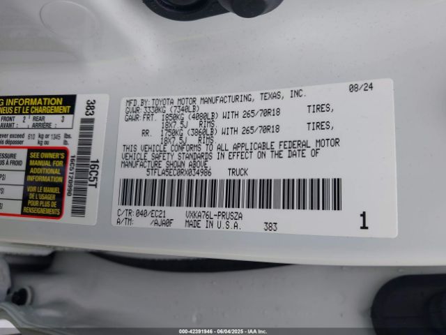5TFLA5EC0RX034986 Toyota Tundra Sr5 4wd