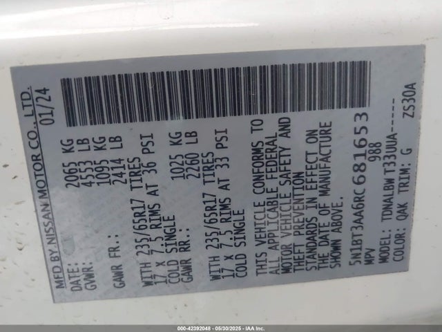 5N1BT3AA6RC681653 Nissan Rogue S Fwd