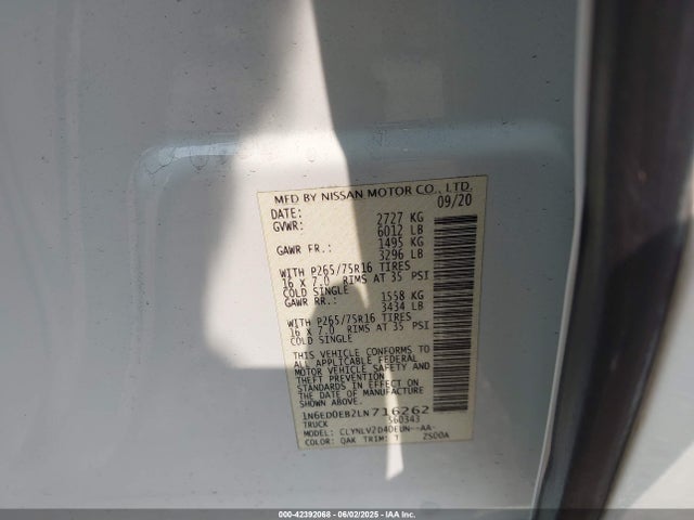 Nissan Frontier Pro-4x 4x4 2020 1N6ED0EB2LN716262 Image 9