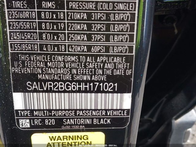 2017 LAND ROVER RANGE ROVER EVOQUE SALVR2BG6HH171021 Photo 8