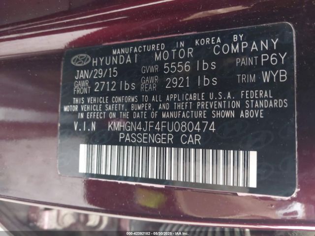 KMHGN4JF4FU080474 Hyundai Genesis 5.0