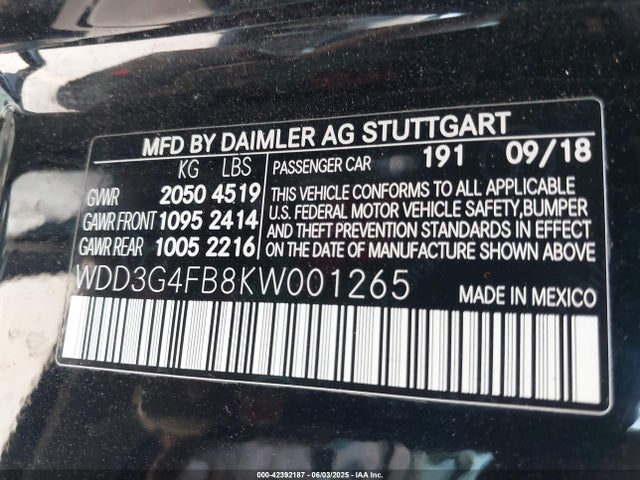 WDD3G4FB8KW001265 Mercedes-Benz m260