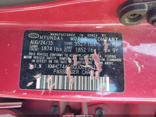 KMHCT4AE0GU002531 Hyundai ACCENT SE