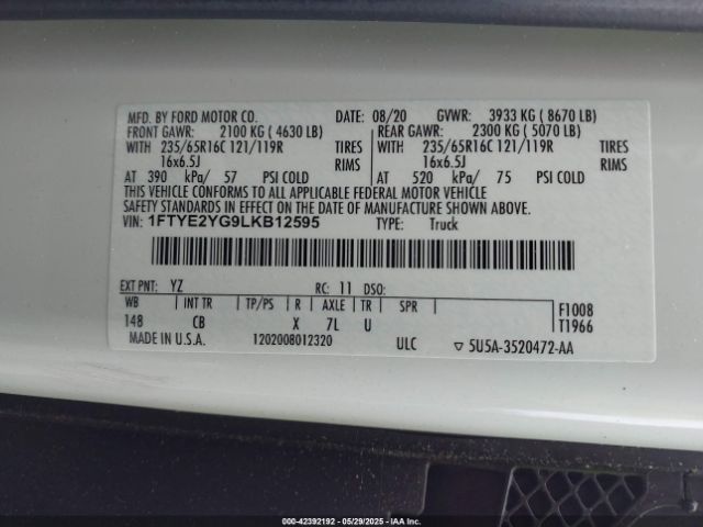 1FTYE2YG9LKB12595 Ford Transit-150