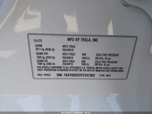 2026 TESLA MODEL Y 7SAYGDEE8TF347983 Photo 8