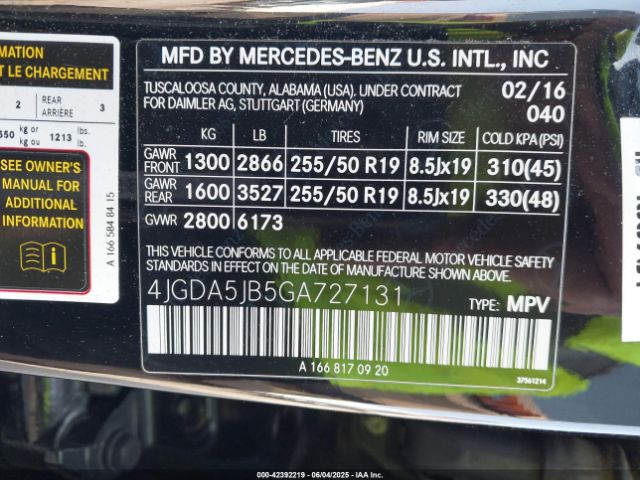 2016 MERCEDES-BENZ GLE 350 4JGDA5JB5GA727131 Photo 8