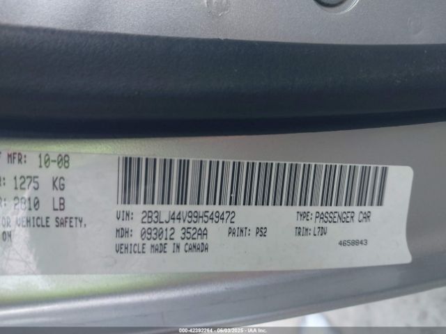 2009 DODGE CHALLENGER 2B3LJ44V99H549472 Photo 8