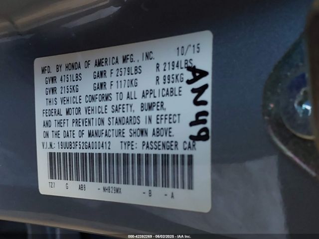 19UUB3F52GA000412 Acura Tlx V6 Tech