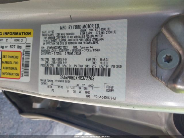 2017 FORD FUSION 3FA6P0HDXHR372203 Photo 8