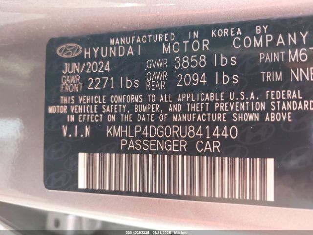 KMHLP4DG0RU841440 Hyundai Elantra Limited
