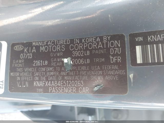 KNAFX4A84E5120263 KIA FORTE EX