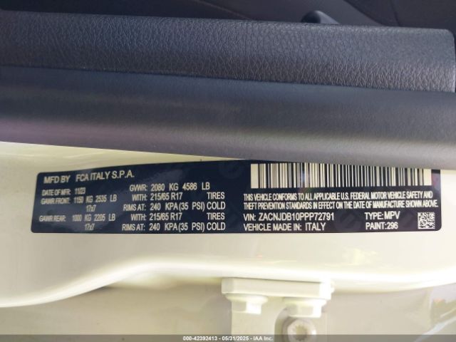 ZACNJDB10PPP72791 Jeep Renegade Upland 4x4