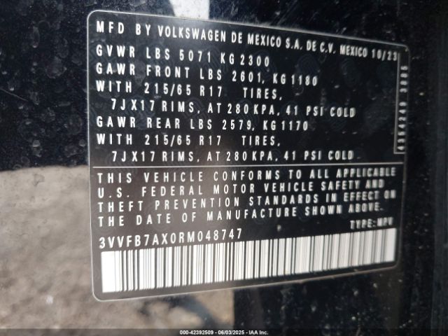 2024 VOLKSWAGEN TIGUAN 3VVFB7AX0RM048747 Photo 8