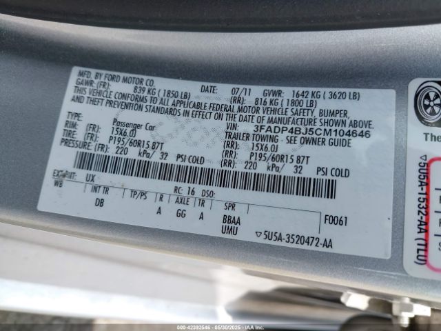 2012 FORD FIESTA 3FADP4BJ5CM104646 Photo 8