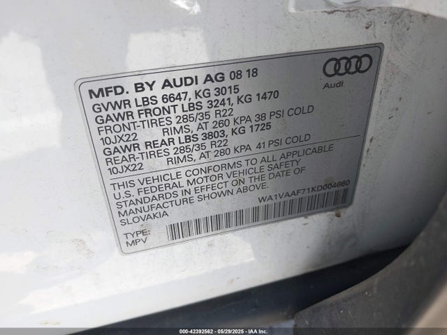 2019 AUDI Q7 WA1VAAF71KD004660 Photo 8