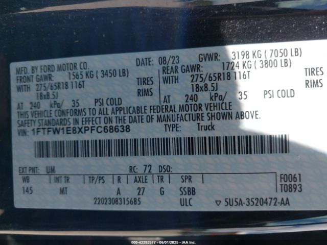 1FTFW1E8XPFC68638 Ford F-150 Xlt