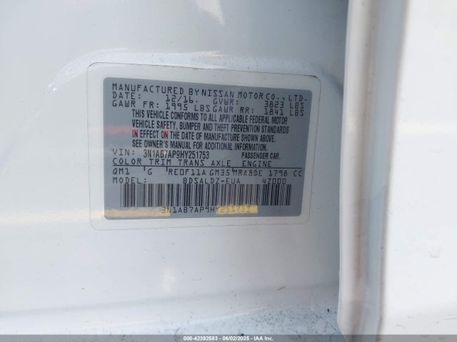 Nissan SENTRA SV 2017 3N1AB7AP9HY251753 Image 9